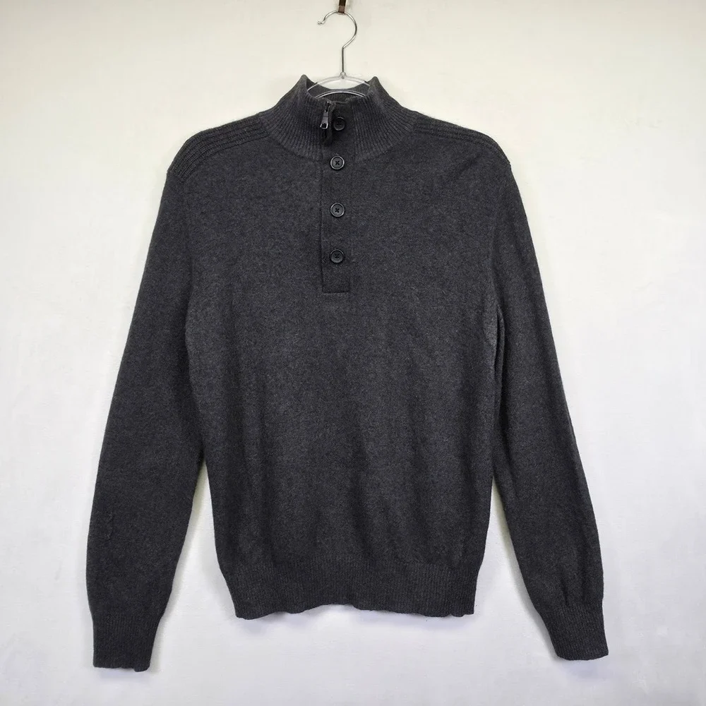 Banana Republic Sweater Mens M Gray Italian Yarn Merino‎ Wool Classic Minimalist